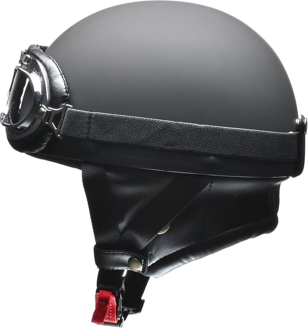 ビンテージマットブラックハーフバイクヘルメット（57～60cm）