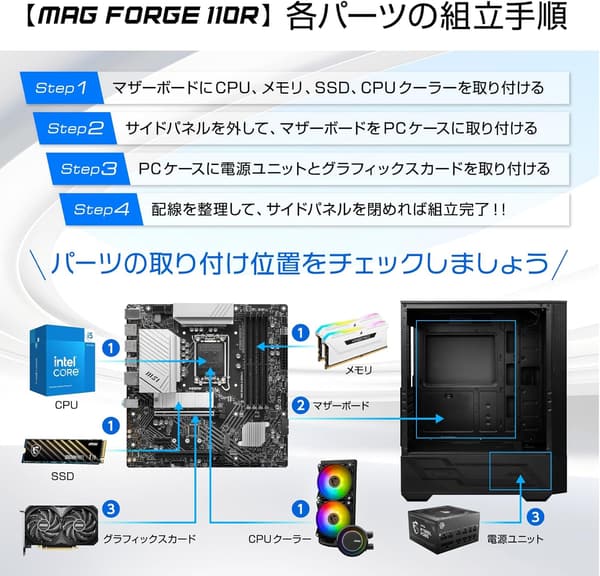 初心者向け MSI ATXミドルタワーPCケース MAG FORGE 110R