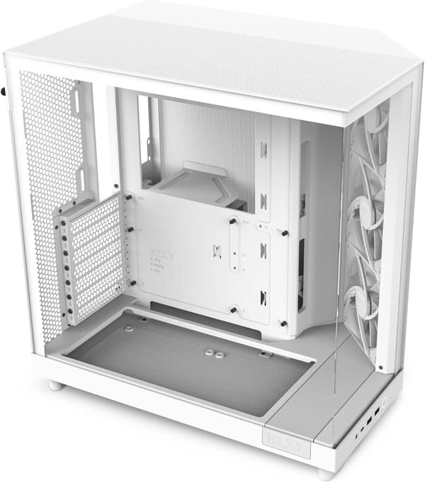 NZXT H6 Flow White ミドルタワーATX PCケース 強化ガラスパネル 120mmファン3基付属