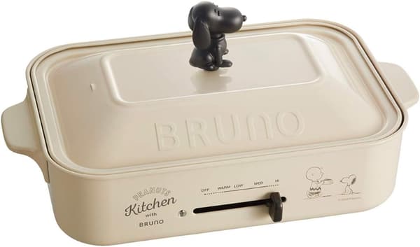 スヌーピーコラボ BRUNO コンパクトホットプレート（ホワイト）たこ焼き・平面・マルチプレート付き ひとり暮らしや少人数向け