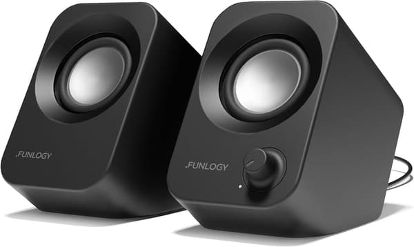 VGP2024受賞 ブラックステレオスピーカー 14W USB給電 重低音 AUX入力