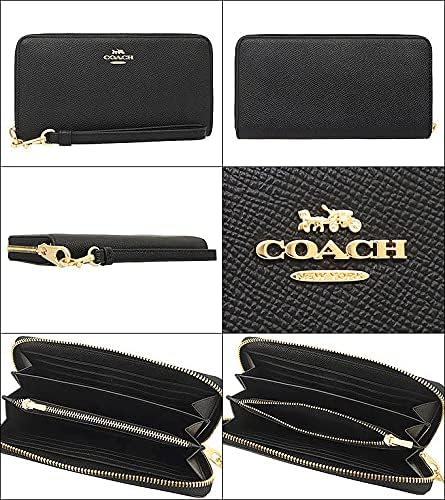 アウトレット品 COACH 長財布 クロスグレーンレザー ロングジップアラウンドウォレット レディース ブラック