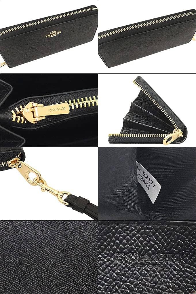 アウトレット品 COACH 長財布 クロスグレーンレザー ロングジップアラウンドウォレット レディース ブラック