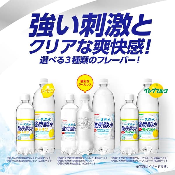 伊賀の天然水 強炭酸水 ラベルレス 450ml 24本セット