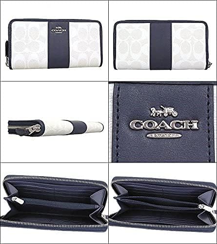 シグネチャーデザインのコーチ長財布 レディース チョーク×ミッドナイト F54630