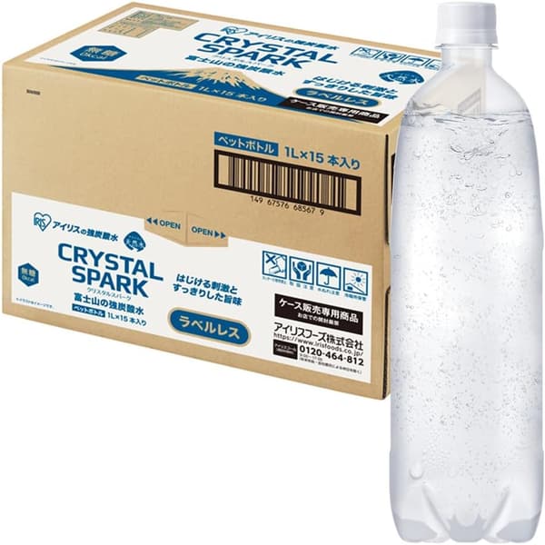 富士山の強炭酸水（ラベルレス）1000ml×15本・バナジウム含有・静岡県産