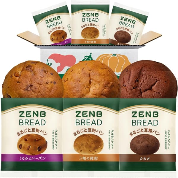 糖質オフ グルテンフリー豆粉パン 3種6個セット（くるみ＆レーズン・カカオ・雑穀）