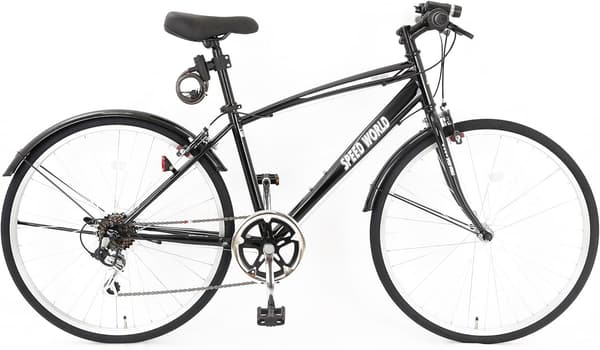 通勤・通学に最適な軽量26インチクロスバイク シマノ6段変速 泥除け・ライト・鍵付き