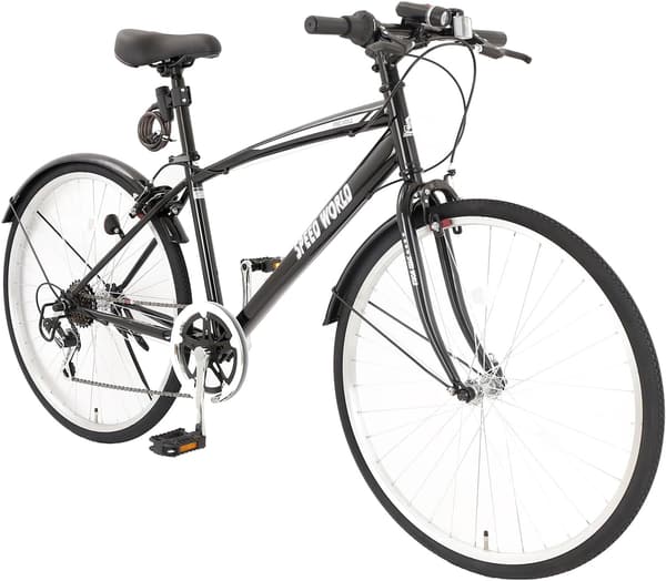 通勤・通学に最適な軽量26インチクロスバイク シマノ6段変速 泥除け・ライト・鍵付き