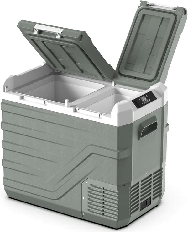 車中泊・キャンプ用 Alpicool 39L ポータブル冷蔵庫 2室タイプ 独立温度制御 低電圧保護付き