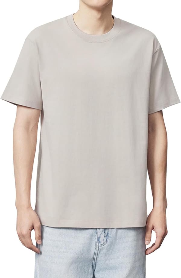 メンズ クルーネック Tシャツ 夏用 厚手 綿100% 無地 ゆったり 体型カバー
