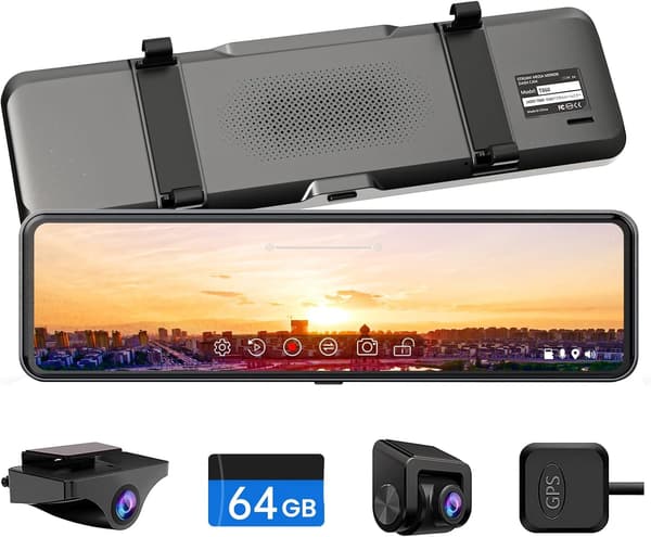 最新 2.5K ミラー型ドライブレコーダー 前後カメラ分離式 GPS搭載 11インチ タッチ式 T860-1