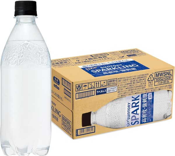 サントリー 天然水 スパークリング ラベルレス 500ml×24本