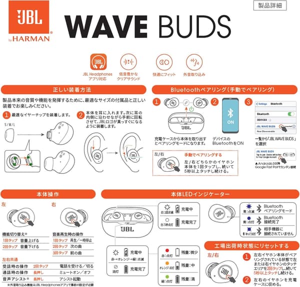 JBL WAVE BUDS 防水防塵完全ワイヤレスイヤホン ブラック