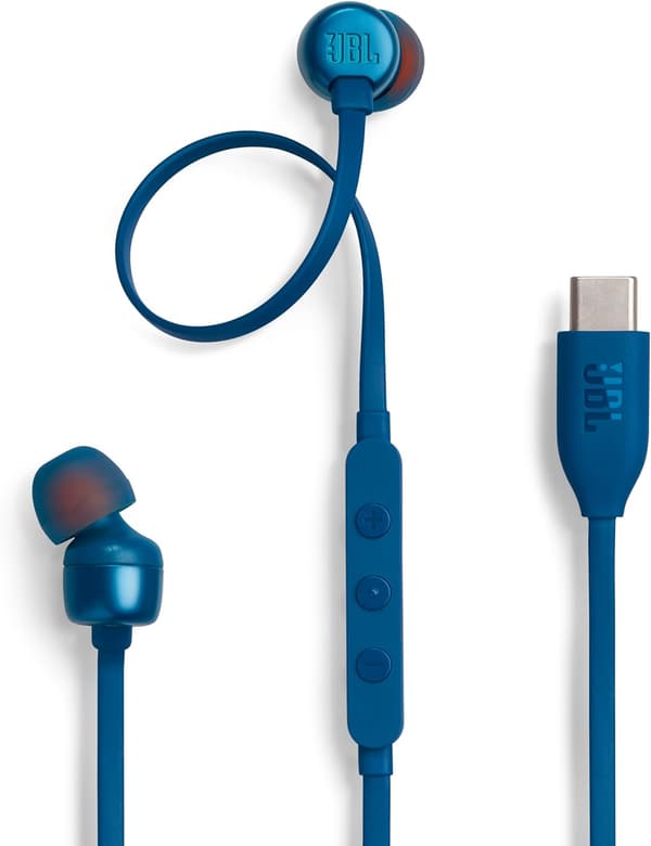 ハイレゾ対応 JBL TUNE310C USB Type-C イヤホン 96kHz/24bit DAC内蔵 マイク付きリモコン ブルー