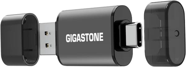 GIGASTONE 16GB デュアル USBメモリ Z40 - USB Type-A & Type-C, 超高速100MB/s, 保護キャップ付き