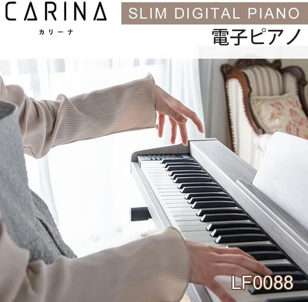 Carina 88鍵 MIDI対応電子ピアノ 木製デザイン サステインペダル付 (グレー)