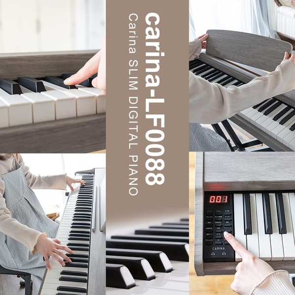 Carina 88鍵 MIDI対応電子ピアノ 木製デザイン サステインペダル付 (グレー)
