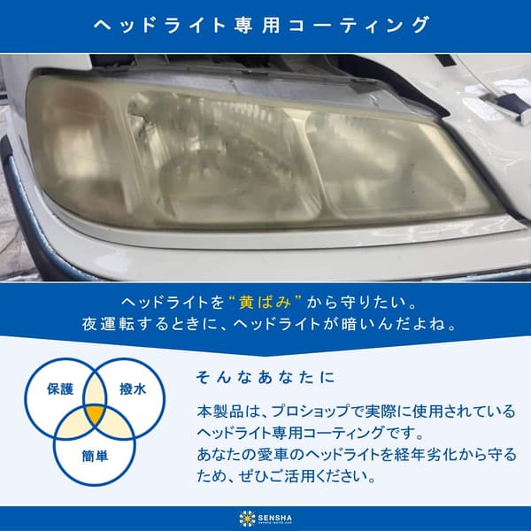 耐久型ヘッドライトコーティング 15ml - 洗車の王国