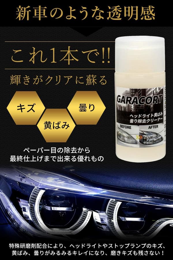 ガラコート ヘッドライトコーティング 30mlセット 黄ばみ曇り除去用