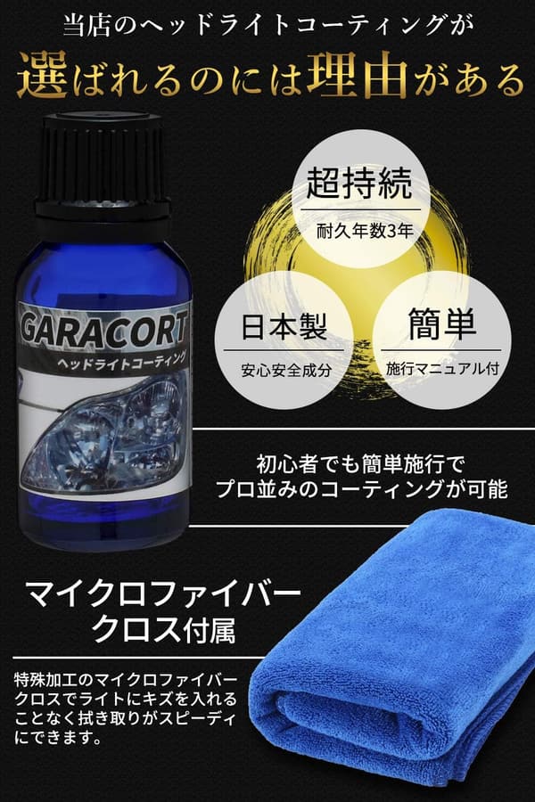 ガラコート ヘッドライトコーティング 30mlセット 黄ばみ曇り除去用