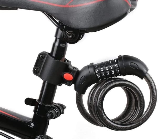 自転車用ダイヤル式ワイヤーロック 5桁防盗 ブラック 120cm