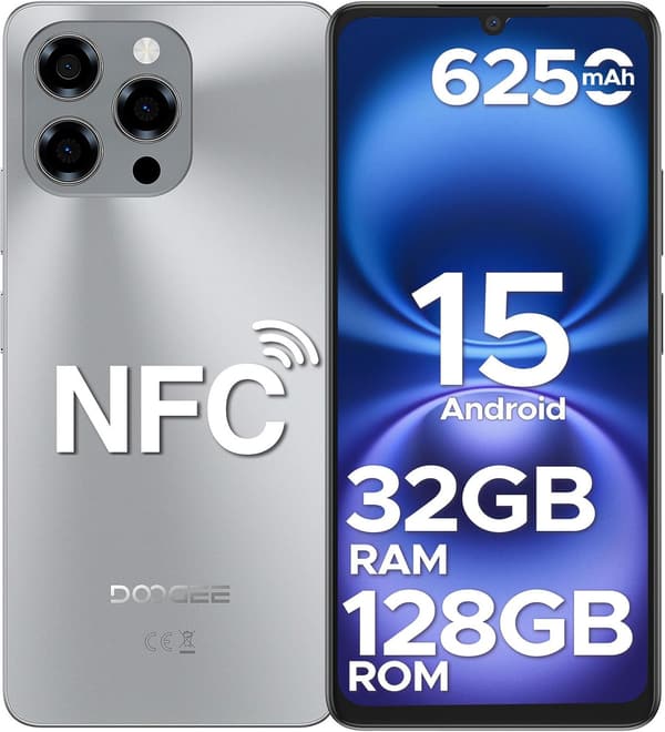SIMフリー Android 15 スマホ DOOGEE N58 - 32GB+128GB、90Hz 6.7インチ大画面、16MPカメラ、6250mAhバッテリー、NFC対応