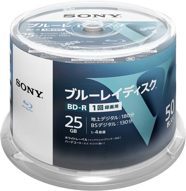 Sony ブルーレイディスク BD-R 25GB 50枚入り 1回録画用 4倍速