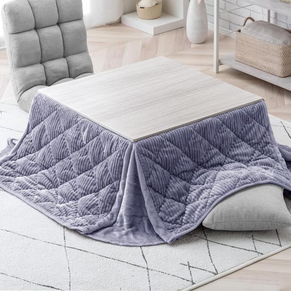 一人用こたつ 2点セット 正方形 69×69cm コーデュロイ掛布団付き リバーシブル天板 洗えるラベンダーグレー