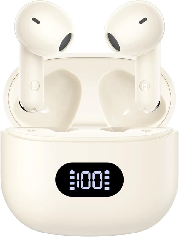 【音質特化】最大55時間再生のワイヤレスBluetoothイヤホン IPX7防水/軽量/LEDディスプレイ