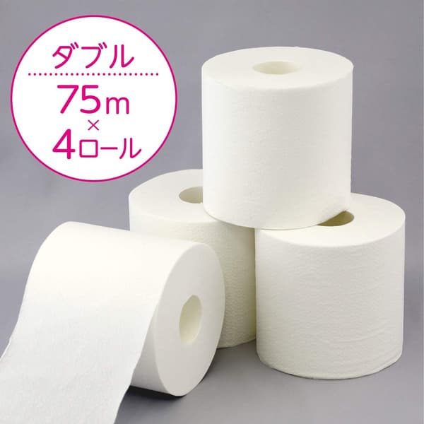 スコッティ フラワーパック 3倍長持ち ダブルトイレットペーパー 4ロール 75m ホワイト