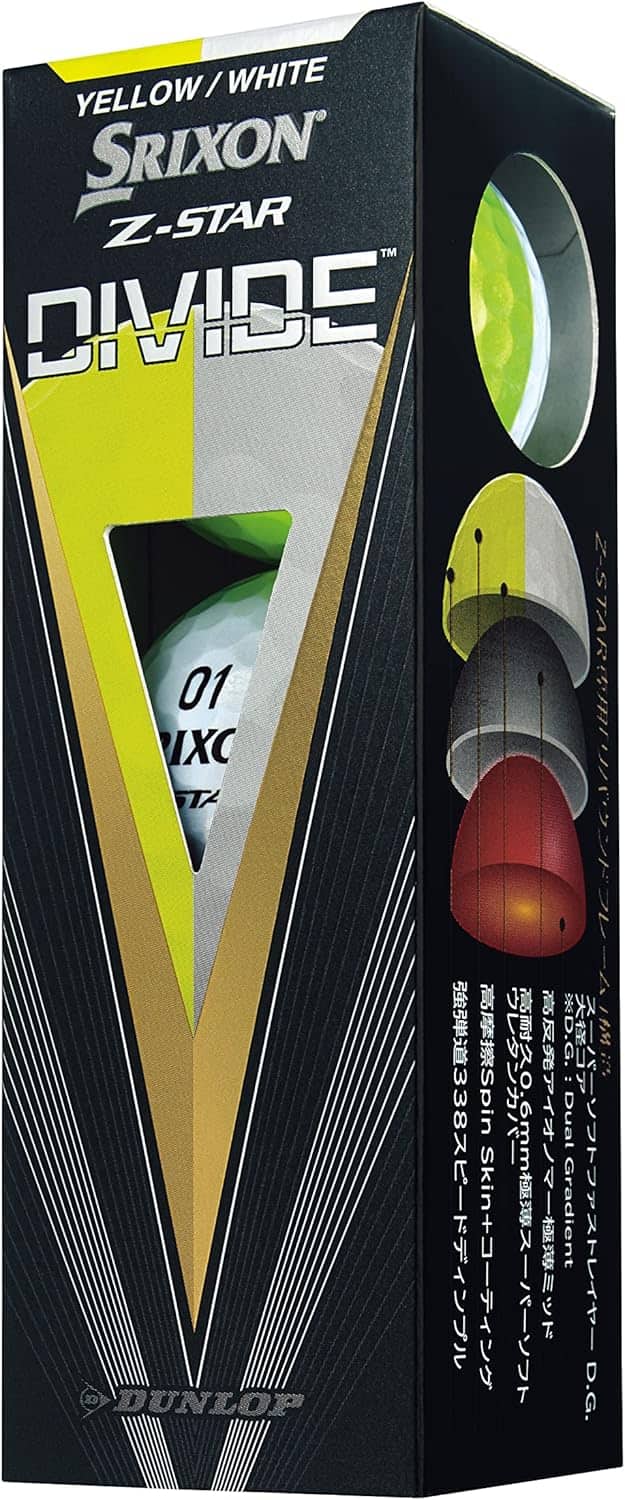2023年モデル ダンロップ SRIXON Z-STAR DIVIDE ゴルフボール 1ダース（イエロー/ホワイト）
