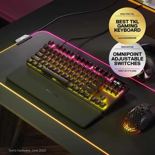 SteelSeries Apex Pro TKL USB メカニカルゲーミングキーボード - 有機ELディスプレイ搭載、RGBバックライト、コンパクト設計