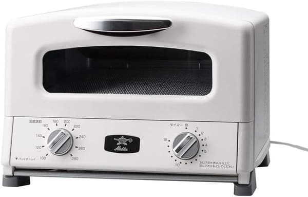新グラファイトグリル・トースター（4枚焼き、180度回転焼き網）＆レシピブック付き【ホワイト】