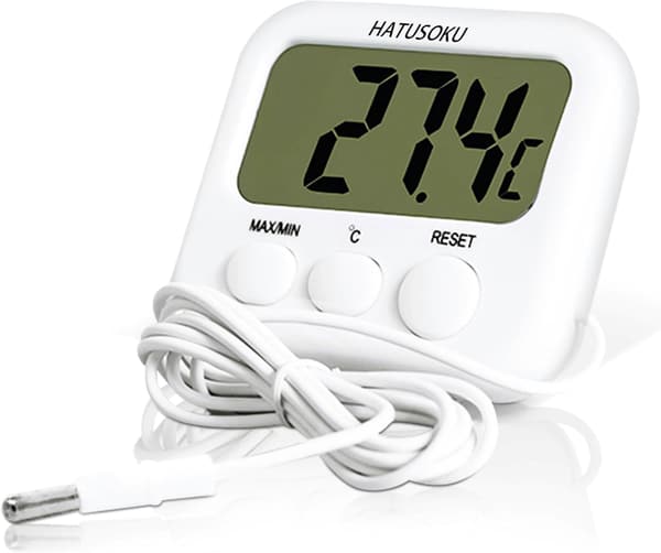デジタル温度計 水温計 外部センサー付き マグネット・吸盤付き 冷蔵庫・アクアリウム用 (ホワイト)