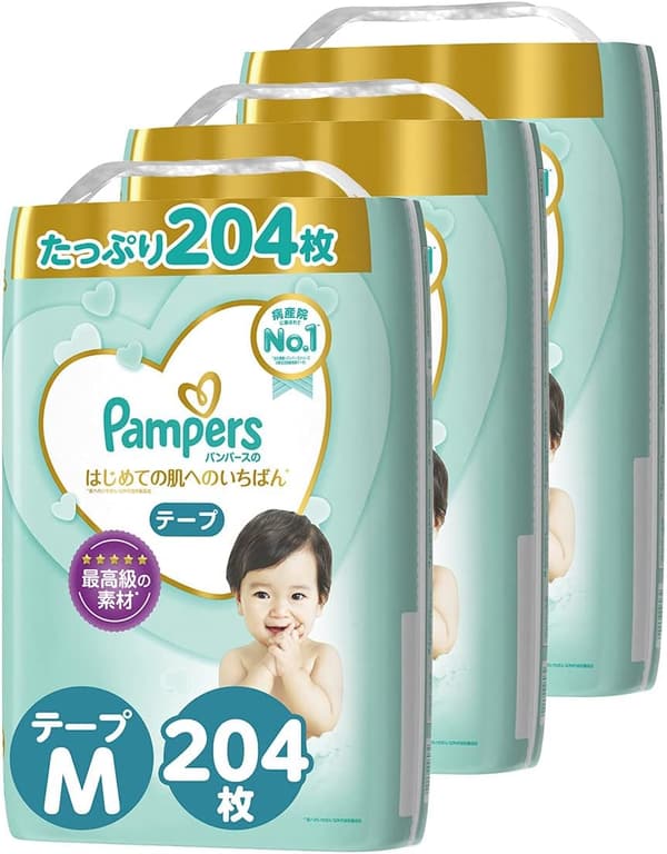 はじめての肌へのやさしいパンパースオムツ Mサイズ(6~11kg) 204枚【ケース品】