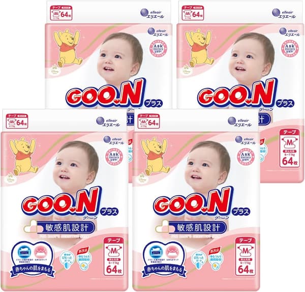 敏感肌用ディズニーデザインテープ Mサイズ 256枚 (6~11kg) ケース販売