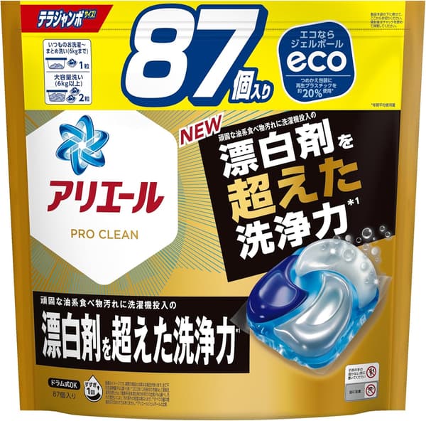 アリエール 洗濯洗剤 ジェルボール4D プロクリーン 87個 詰め替え用