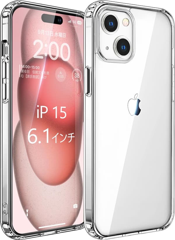 iPhone 15 用クリアケース 米軍MIL規格 耐衝撃 黄変防止 軽量 二層構造 6.1インチ対応