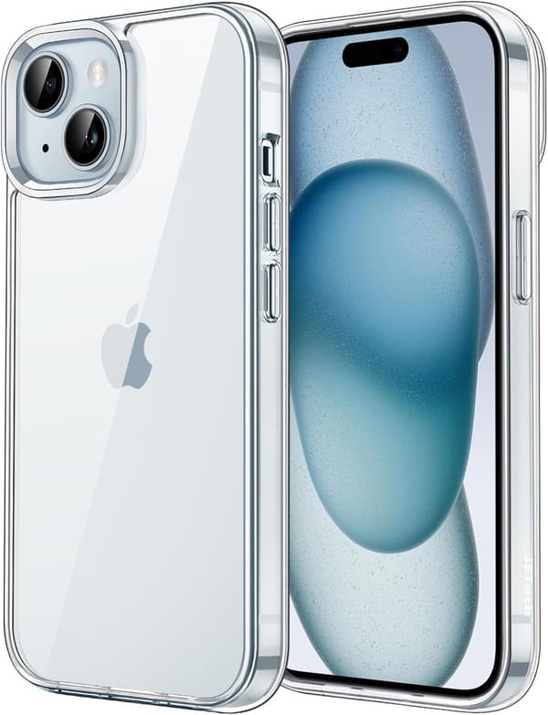 iPhone 15 6.1インチ用黄ばみなし衝撃吸収クリアバックケース