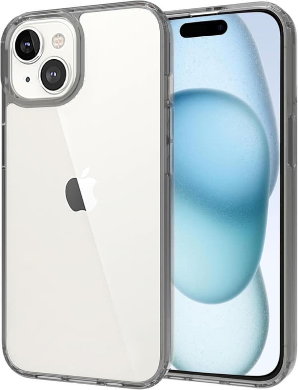 iPhone 15 耐衝撃クリアケース TPU+PC素材 米軍MIL規格 (ブラック)