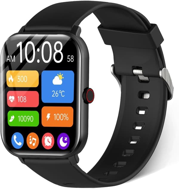 進化版スマートウォッチ【2025年モデル】1.9インチ大画面・SOS機能・Bluetooth5.3・通話付き・活動量計・生活防水・メンズ＆レディース (ブラック)