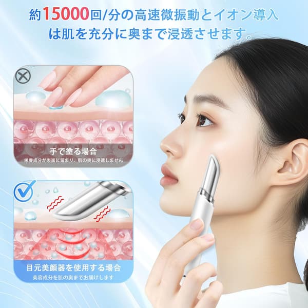 リフトアップ美顔器 目元用 温熱イオン導入 3色LED 3モード充電式 男女兼用 自宅用【2025年新モデル】