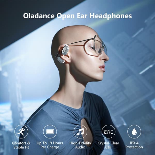 Oladance OWS1 開放型ワイヤレスイヤホン Bluetooth5.2 - 16時間再生・快適装着(シルバー)