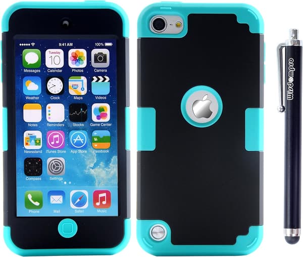 iPod Touch 7/6/5対応 三重構造衝撃吸収ケース（グリーン×ブラック）
