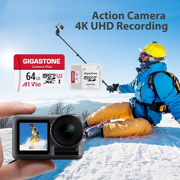 Gigastone 64GBマイクロSDカード2個セット SDアダプタ＆収納ケース付き UHS-I Class10 Full HD対応