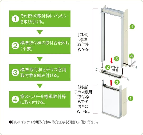 ウインドエアコンテラス窓用取り付け枠 140-190cm 延長枠 WT-9