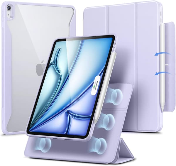 iPad Air 11インチ ケース（第5/4世代・2022/2020年）バイオレット・パープル/Pencilホルダー・取り外しマグネットカバー付き