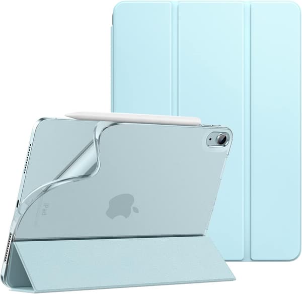 iPad Air 11インチ 第7世代/第6世代 用 三つ折りスタンドケース 半透明スカイブルー
