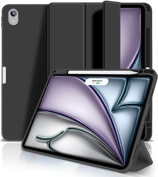iPad Air 11インチ ケース（第4/5世代対応）薄型軽量三つ折りスタンド ブラック
